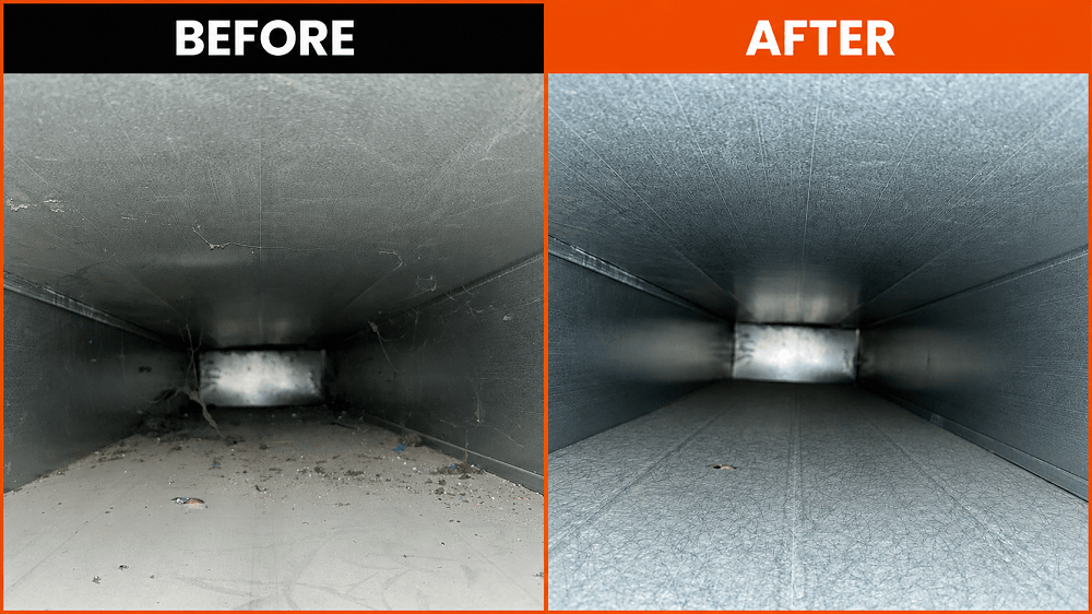 Air duct cleaning before and after photos, Troy MI residential service
