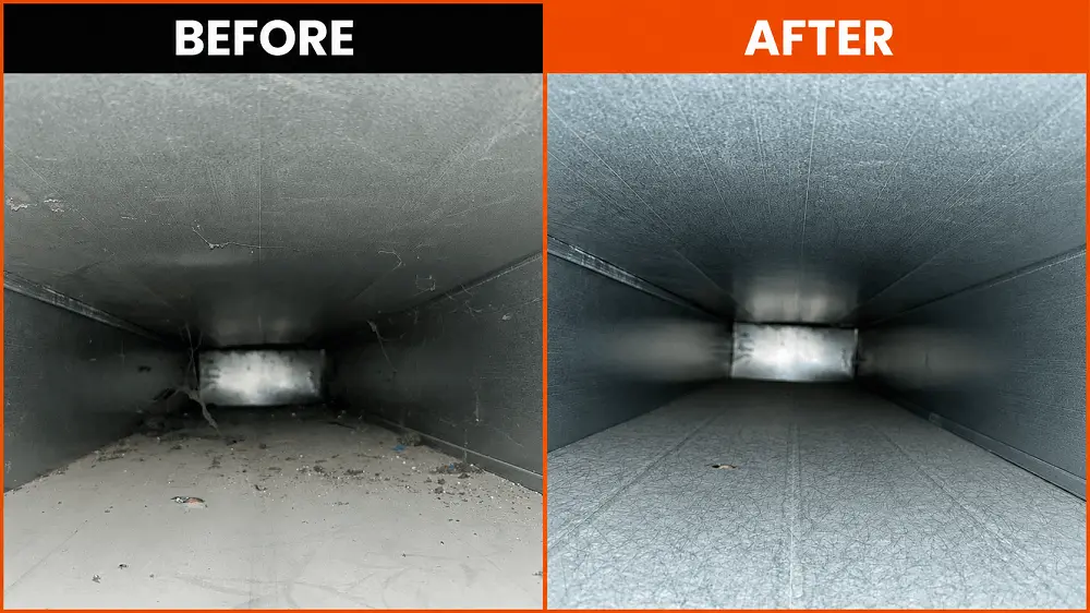 Before and after ductwork cleaning in Clinton Township, MI